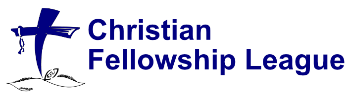 Cross with football and flag Christian Fellowship League logo